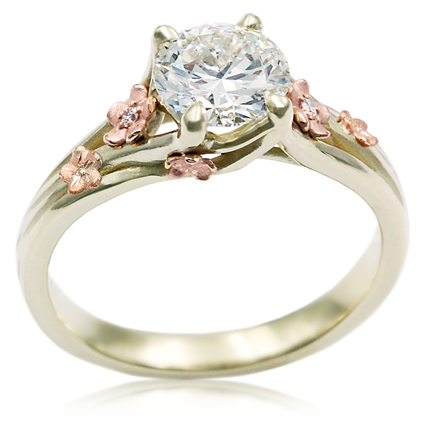 Plum Blossom Engagement Ring