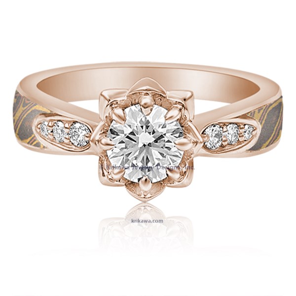 Mokume Lotus Blossom Engagement Ring