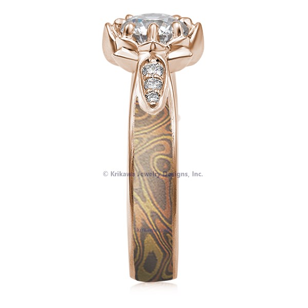 Mokume Lotus Blossom Engagement Ring