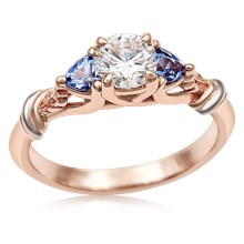 Twisted Leaf Three Stone Engagement Ring