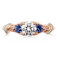 Twisted Leaf Three Stone Engagement Ring - top view