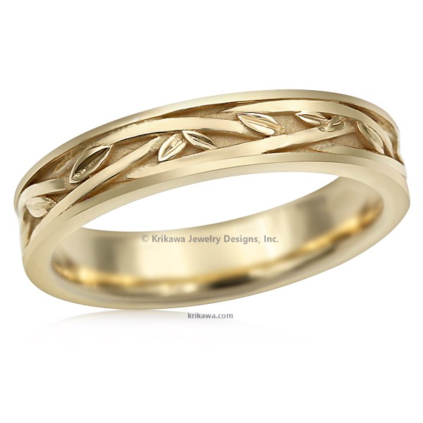 Woven Vine Wedding Band in Yellow Gold