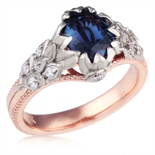 Vintage Wreath Engagement Ring Two Tone