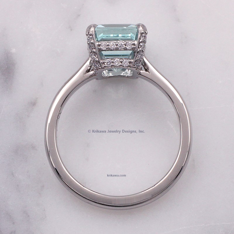 Secret Pave Halo Engagement Ring With Aquamarine