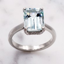 Secret Pave Halo Engagement Ring With Aquamarine