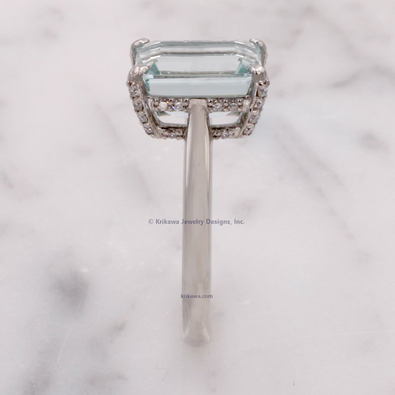 Secret Pave Halo Engagement Ring With Aquamarine