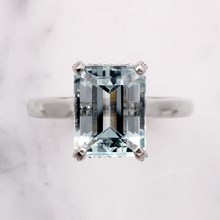 Secret Pave Halo Engagement Ring With Aquamarine - top view