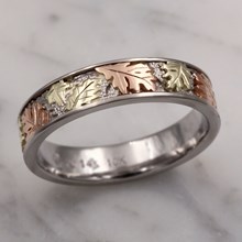 Tricolor Oak Leaf Wedding Band, 5MM