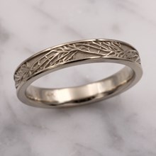 White Gold Tree Of Life Wedding Band, 4MM