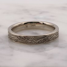 White Gold Tree Of Life Wedding Band, 4MM - top view