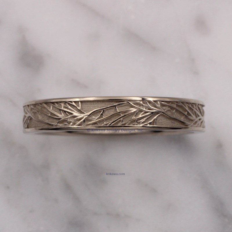 White Gold Tree Of Life Wedding Band, 4MM