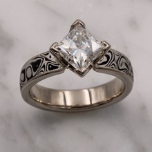 Black And White Mokume Princess Kite Engagement Ring