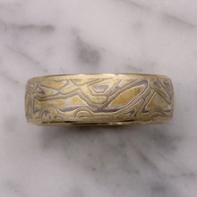 7MM Summer Mokume Wedding Band - top view