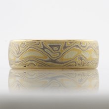 7MM Summer Mokume Wedding Band - top view