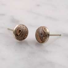 Darkened Champagne Mokume Dome Earrings