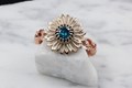 Sunflower Delicate Leaf Engagement Ring with Blue Diamond