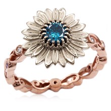 Sunflower Delicate Leaf Engagement Ring