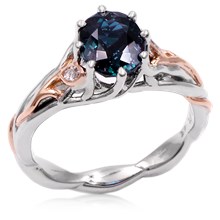 Two Tone Simple Vine And Leaf Engagement Ring