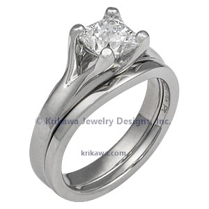 Carved Wing Engagement Ring Bridal Set