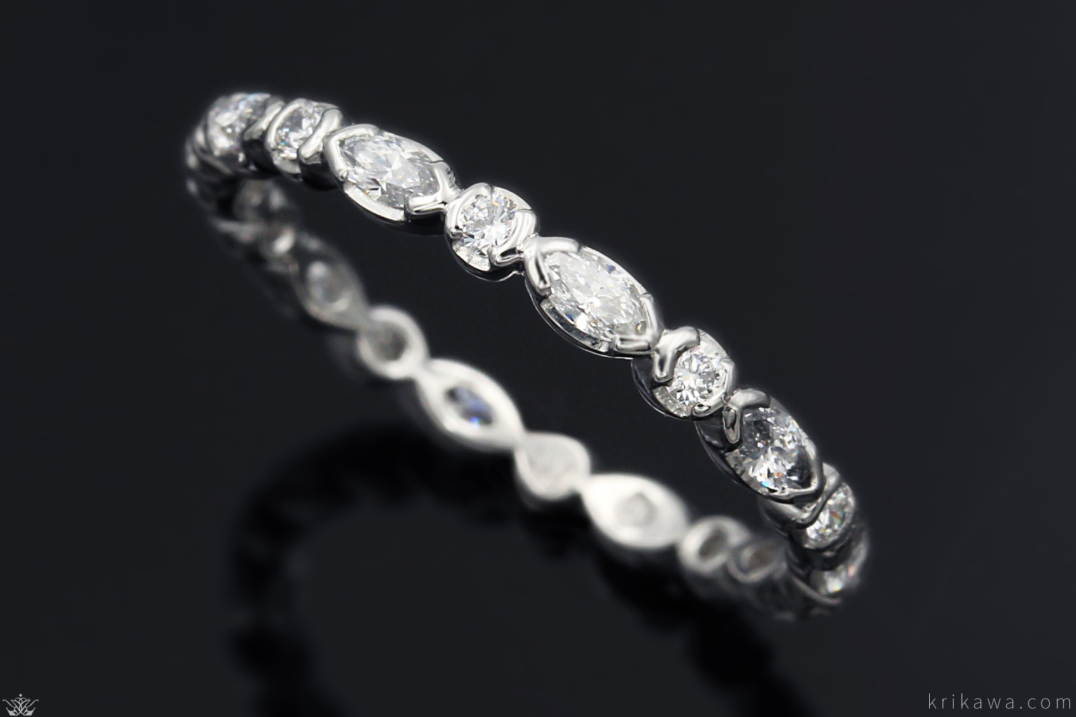 Delicate Marquise And Round Wedding Band