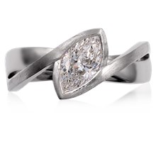 Modern River Twist Engagement Ring - top view
