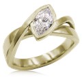 A simplified, modern version of our classic River Twist Engagement Ring this engagement ring features a solitaire stone set at an angle and suspended above a band that flows beneath like a river.