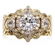 Georgian Revival Filigree Engagement Ring - top view