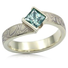 Winter Mokume Angled Wave Engagement Ring