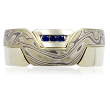 Mokume Accented Puzzle Ring - top view