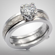 Modern Mokume Scaffolding Bridal Set