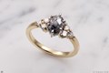 Petite Trinity Cluster Engagement Ring with Silvermist Oval Diamond