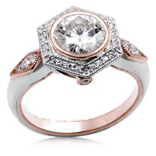 Two Tone Vintage Art Deco Engagement Ring