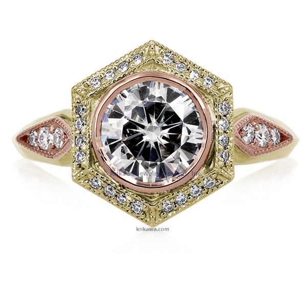 Two Tone Vintage Art Deco Engagement Ring