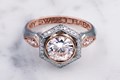 Two Tone Vintage Art Deco Engagement Ring