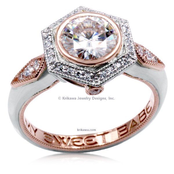 Two Tone Vintage Art Deco Engagement Ring