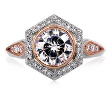Two Tone Vintage Art Deco Engagement Ring - top view