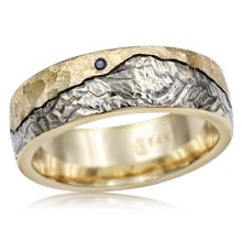 Mountain With Machinist Sky And Diamond Wedding Band