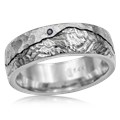 Mountain With Machinist Sky And Diamond Wedding Band
