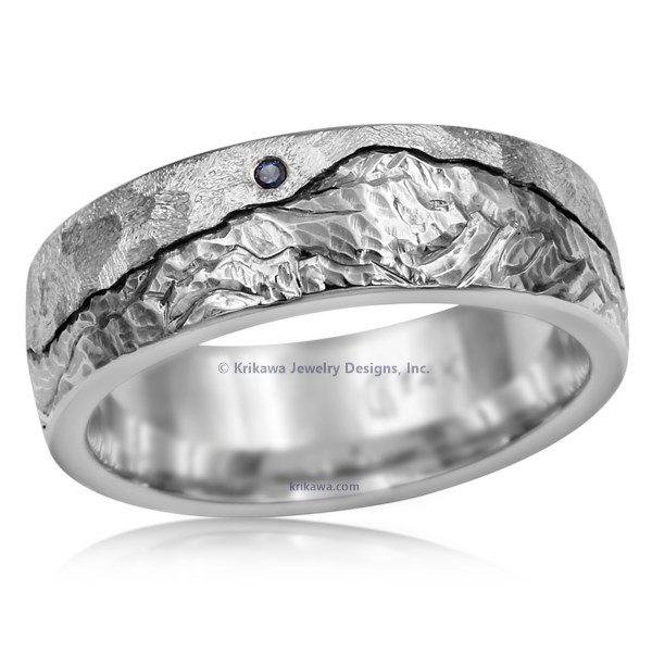 Mountain With Machinist Sky And Diamond Wedding Band