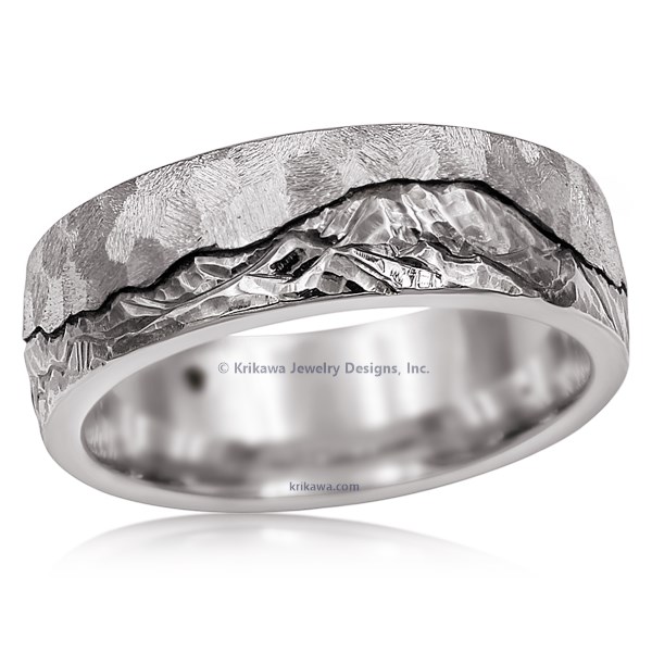 Mountain With Machinist Sky And Diamond Wedding Band