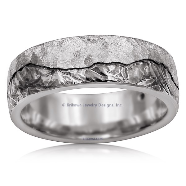 Mountain With Machinist Sky And Diamond Wedding Band