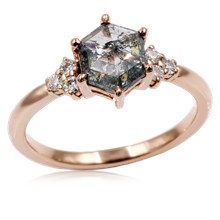 Hexagon Petite Trinity Engagement Ring