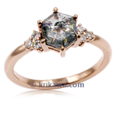 Hexagon Petite Trinity Engagement Ring