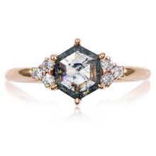 Hexagon Petite Trinity Engagement Ring - top view