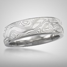 5MM White Mokume Wedding Band
