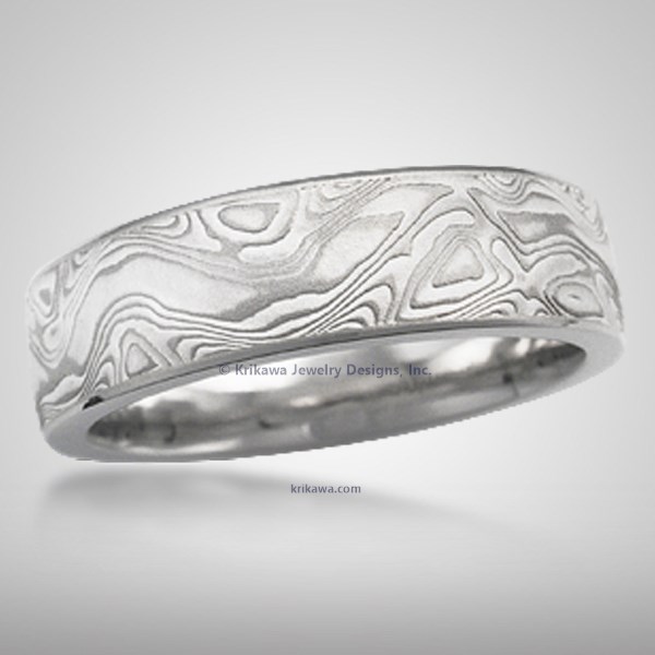 5MM White Mokume Wedding Band