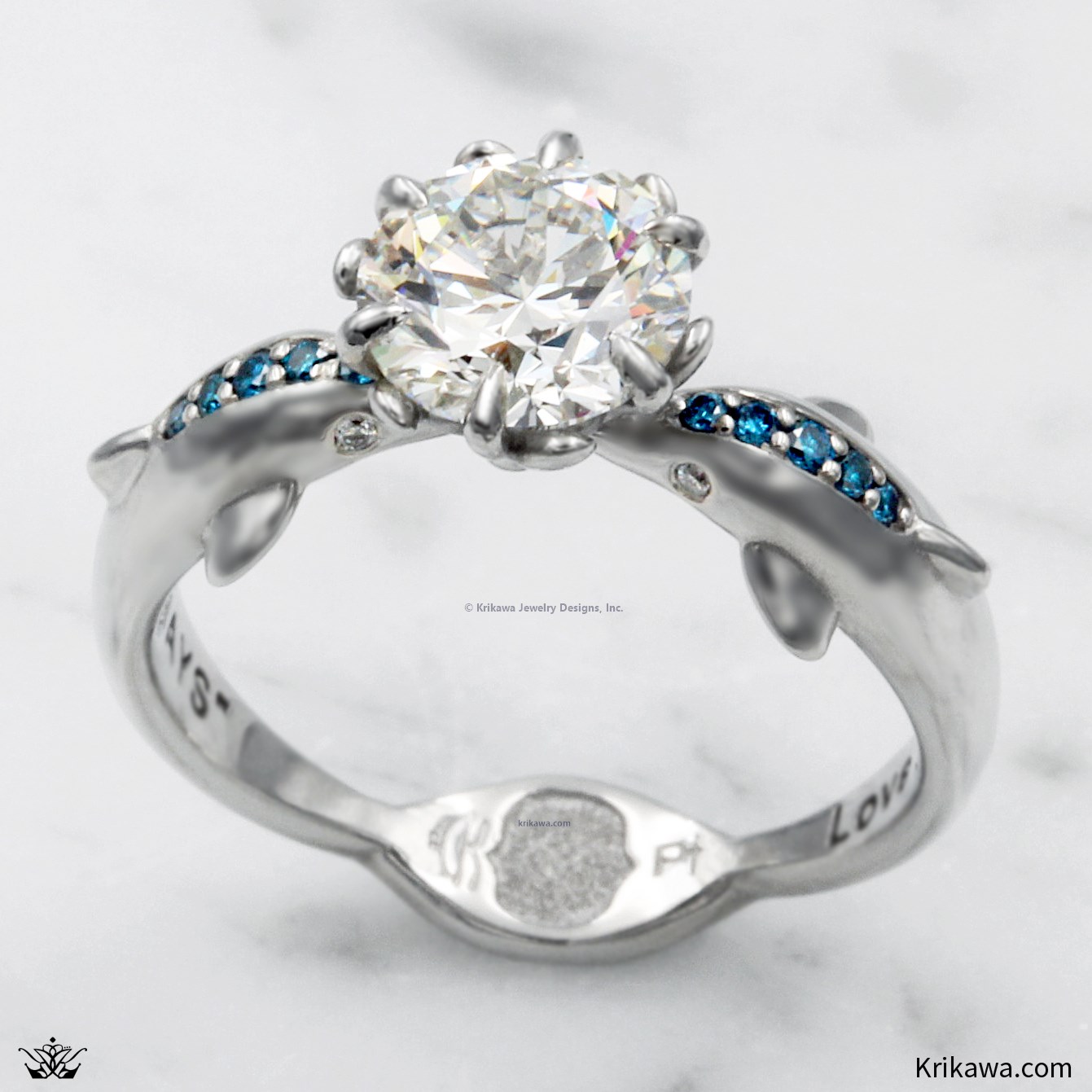Dolphin Kiss Engagement Ring