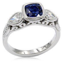 Three Stone Antique Cushion Bezel