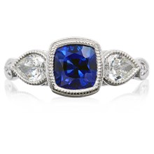 Three Stone Antique Cushion Bezel - top view