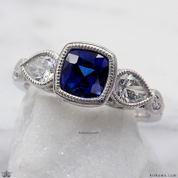 Three Stone Antique Cushion Bezel